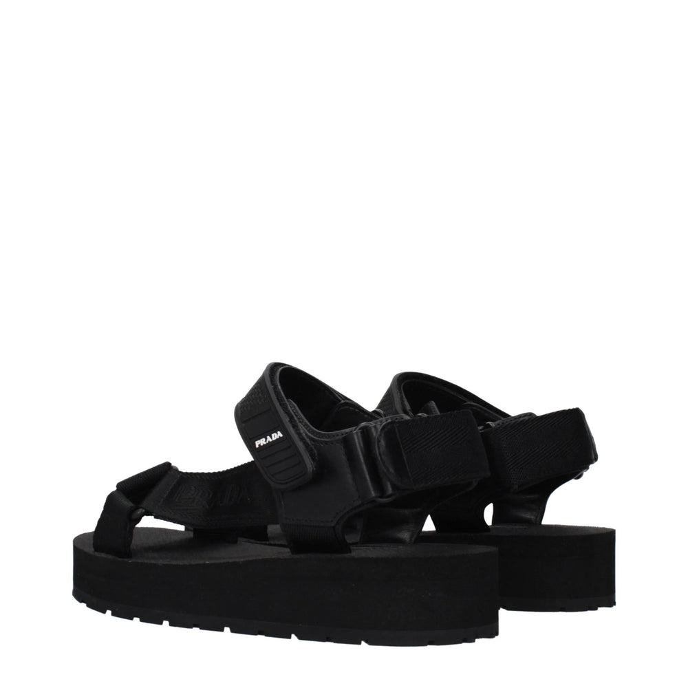 Prada Black Fabric Flat Sandals - EU36/US6