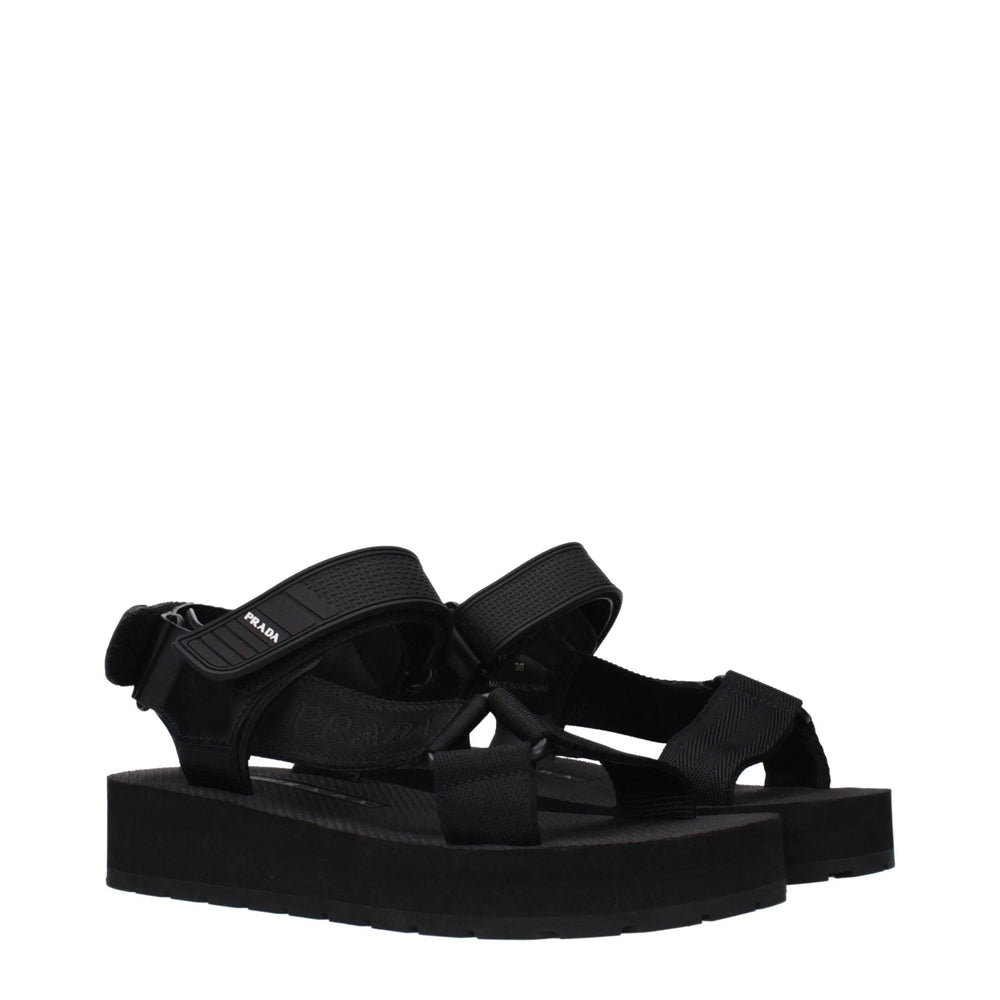 Prada Black Fabric Flat Sandals - EU36/US6