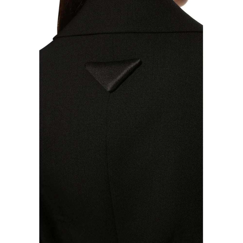 Prada Black Fleece Wool Coat - 40