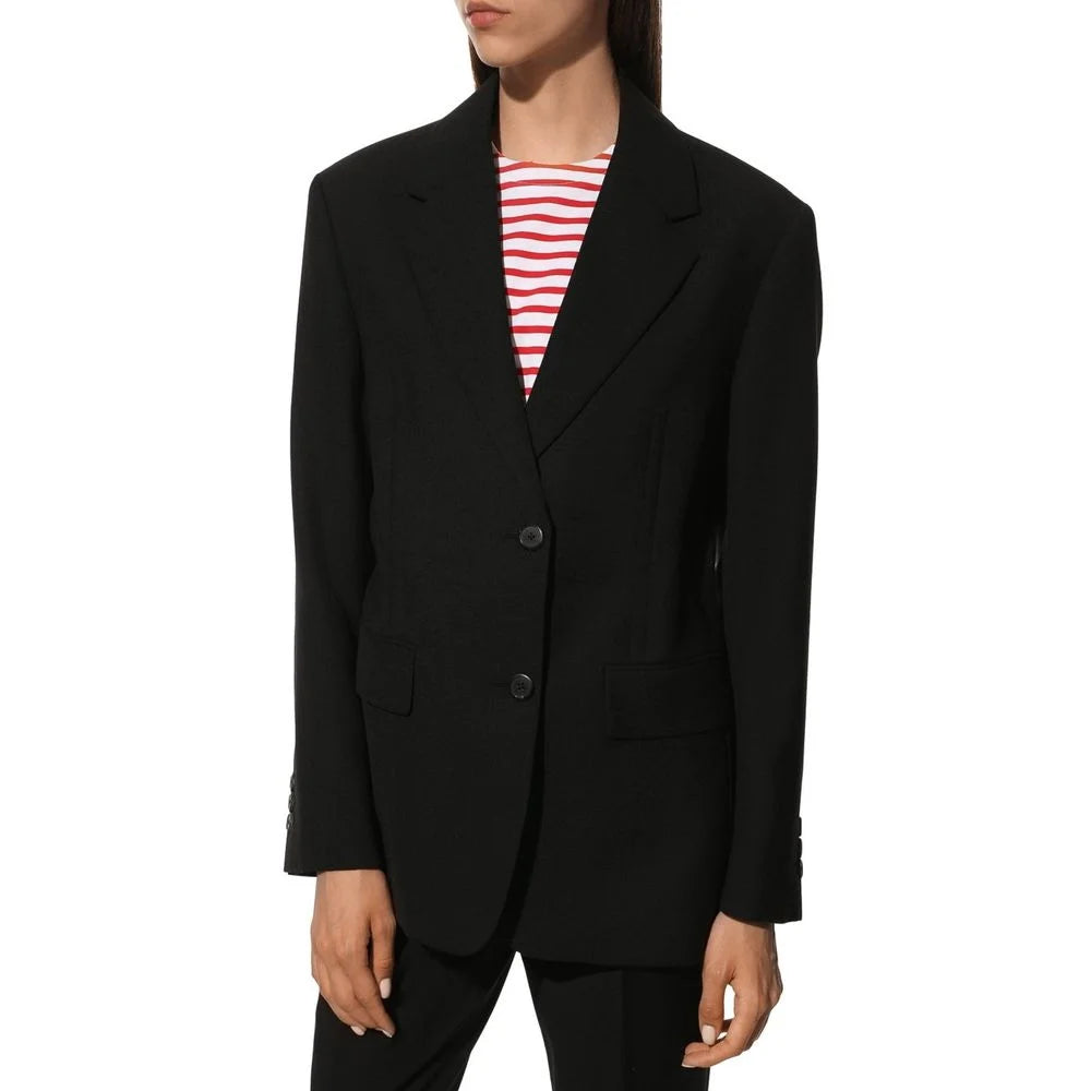 Prada Black Fleece Wool Coat - 40