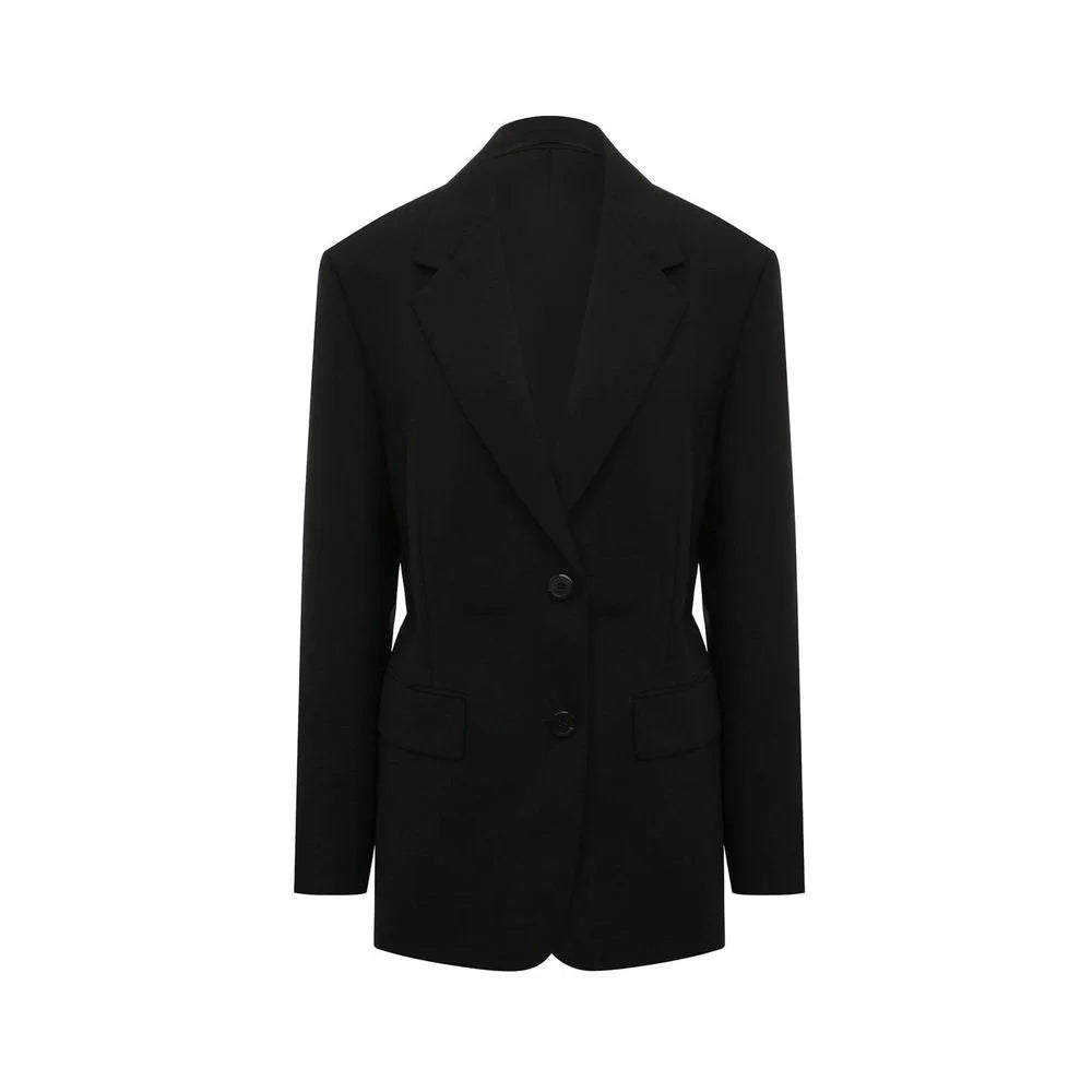 Prada Black Fleece Wool Coat - 40