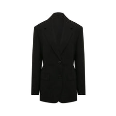 Prada Black Fleece Wool Coat - 40