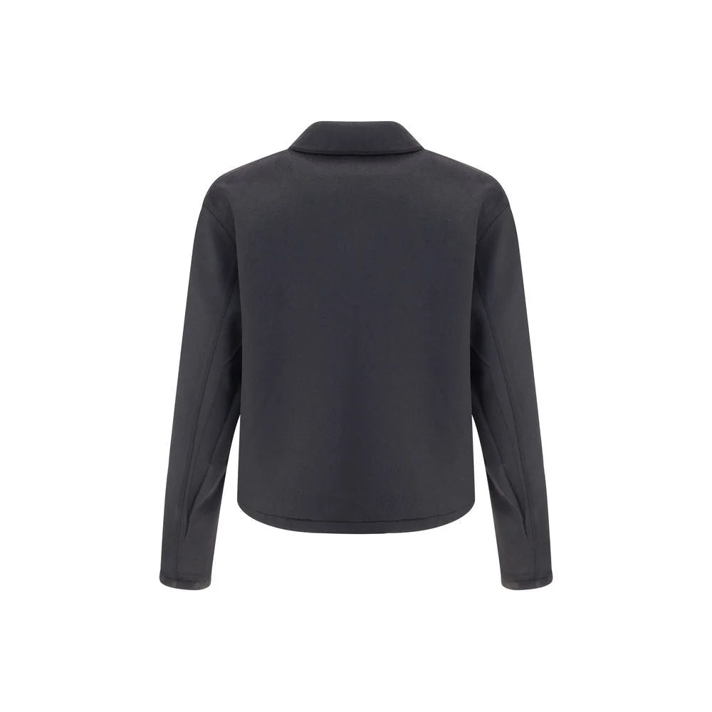 Prada Black Fleece Wool Jackets And Coat - L