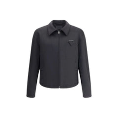 Prada Black Fleece Wool Jackets And Coat - L