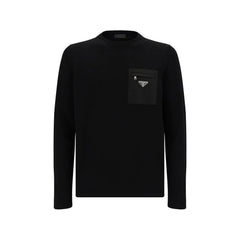 Prada Black Fleece Wool Sweatshirt - IT48 | M - Sweatshirts