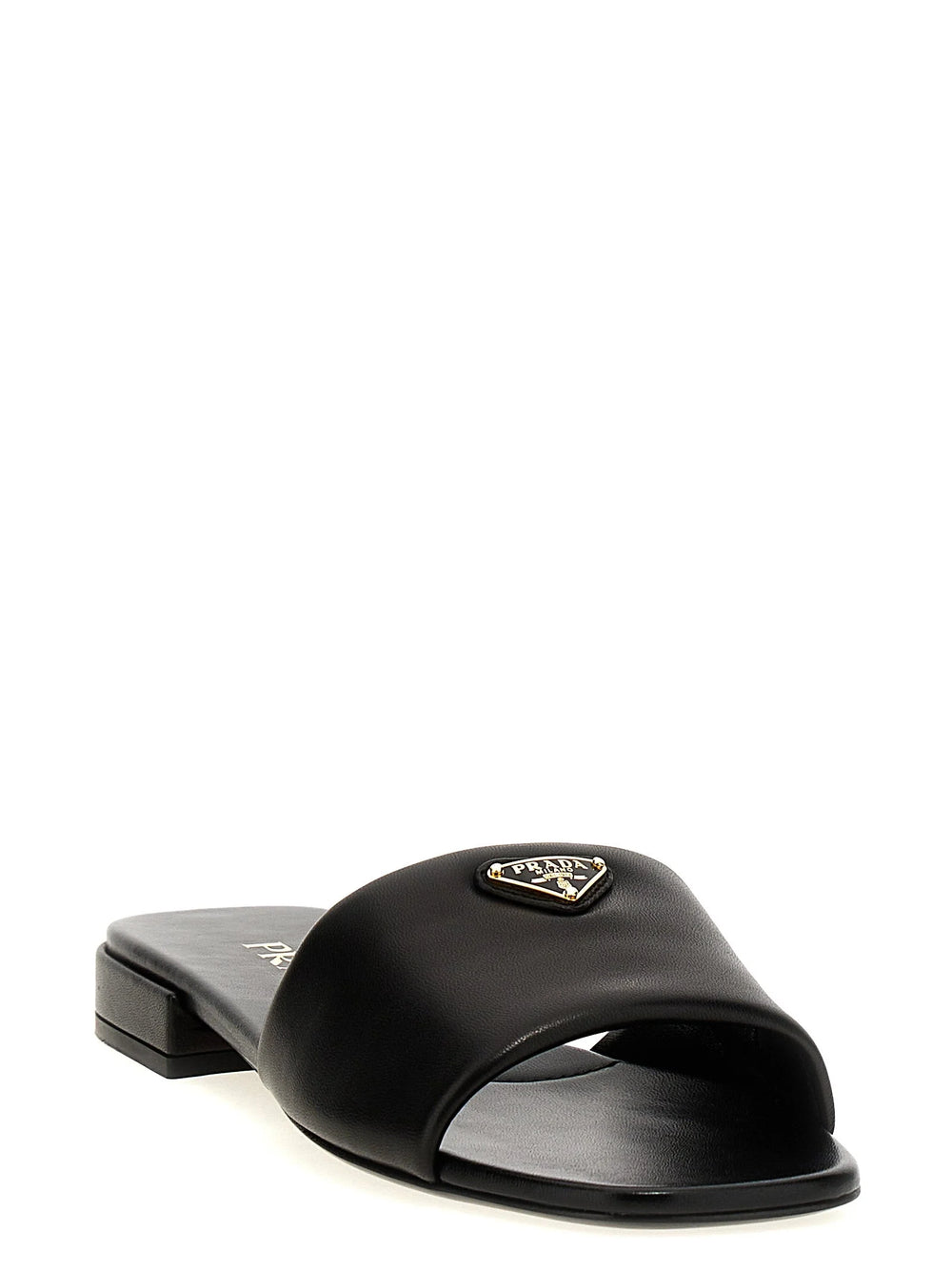 Prada Black Lamb Leather Slides