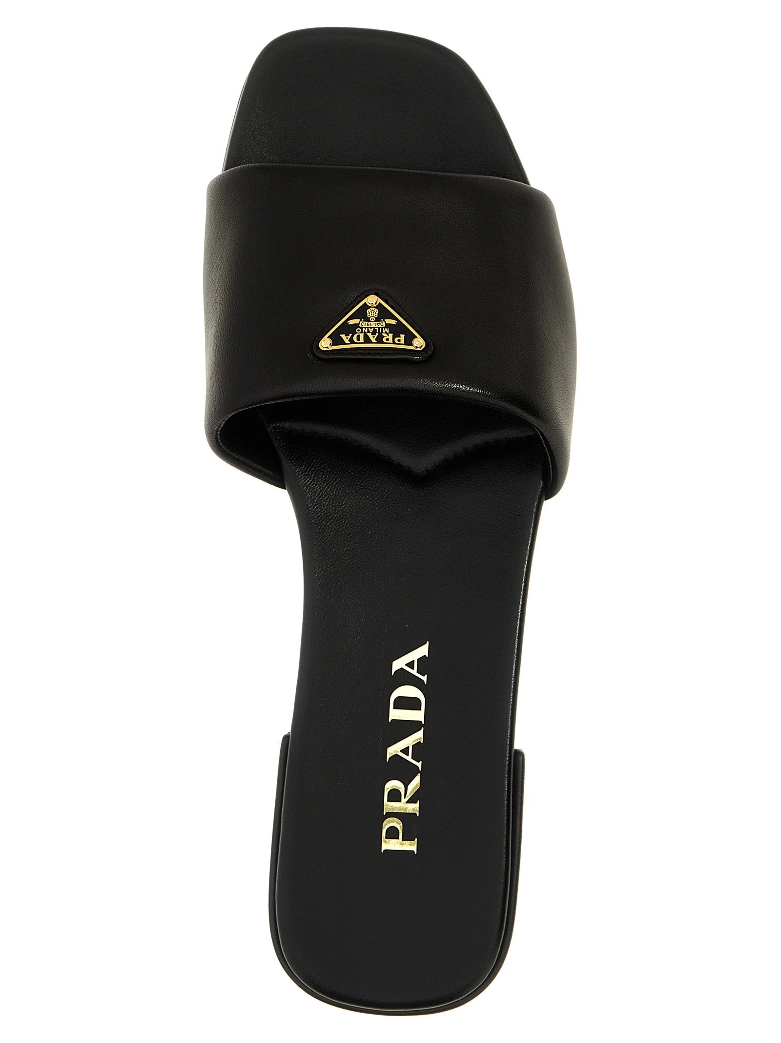Prada Black Lamb Leather Slides