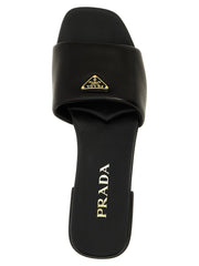 Prada Black Lamb Leather Slides