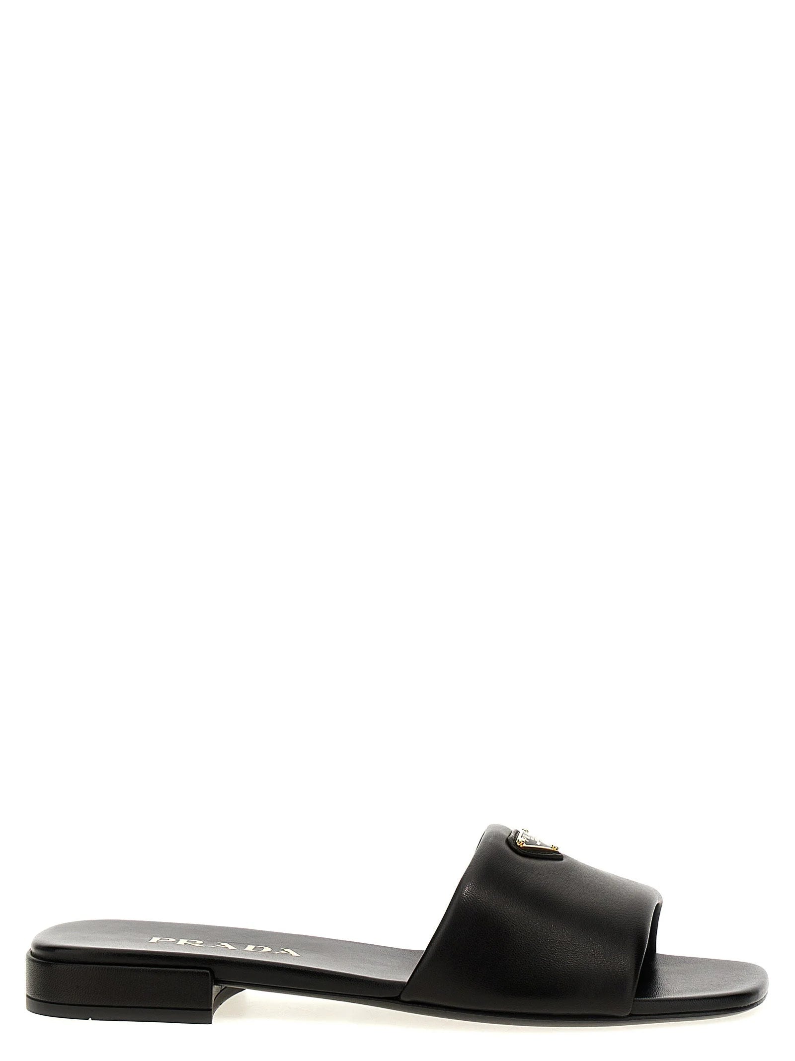 Prada Black Lamb Leather Slides