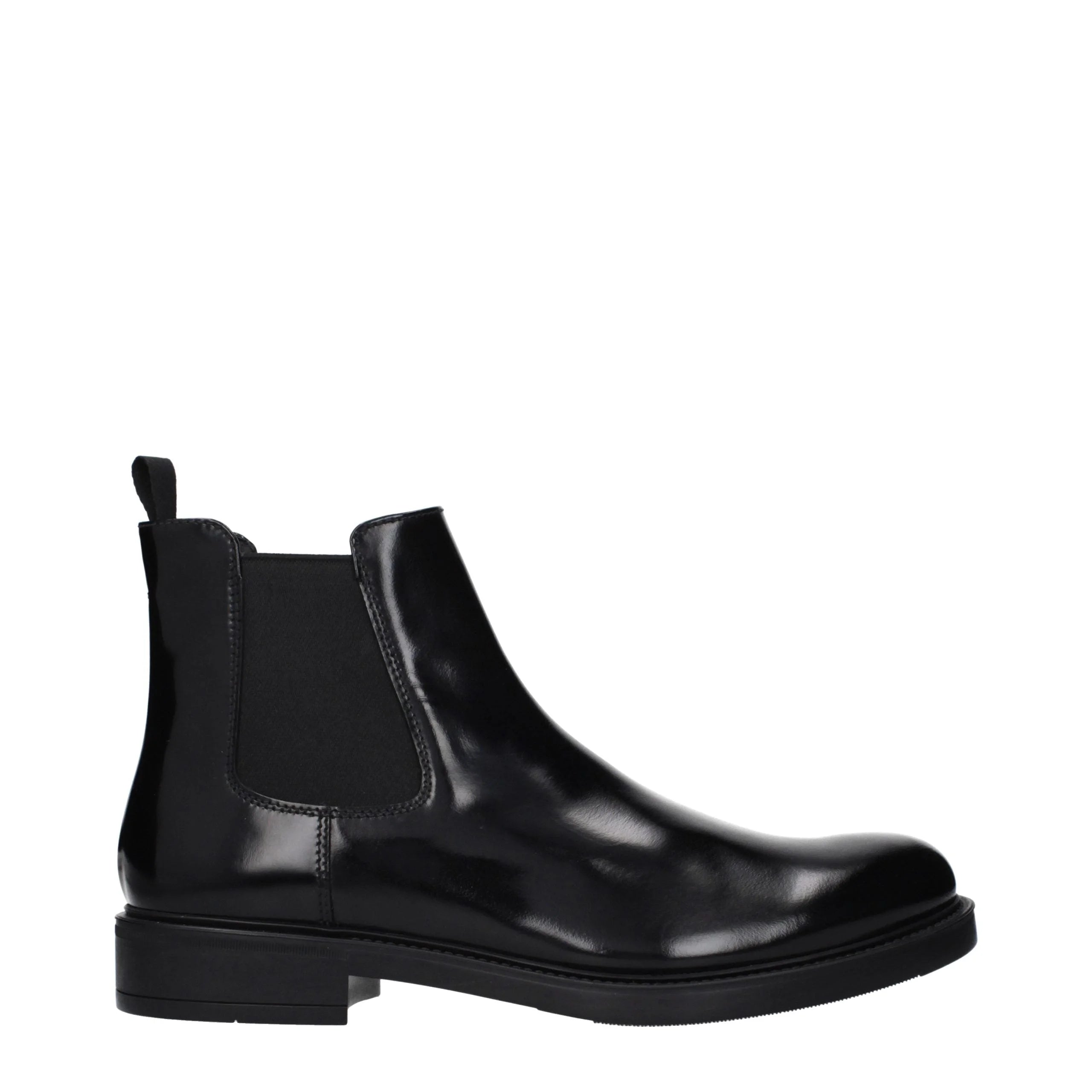 حذاء بوت الكاحل الجلدي الأسود من Prada - 7