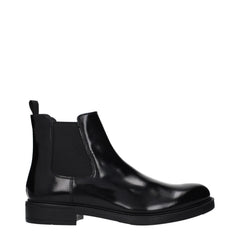 حذاء بوت الكاحل الجلدي الأسود من Prada - 7