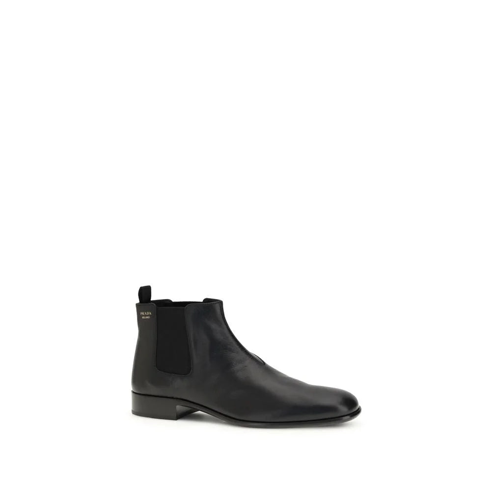 Prada Black Leather Ankle Boots - Boots