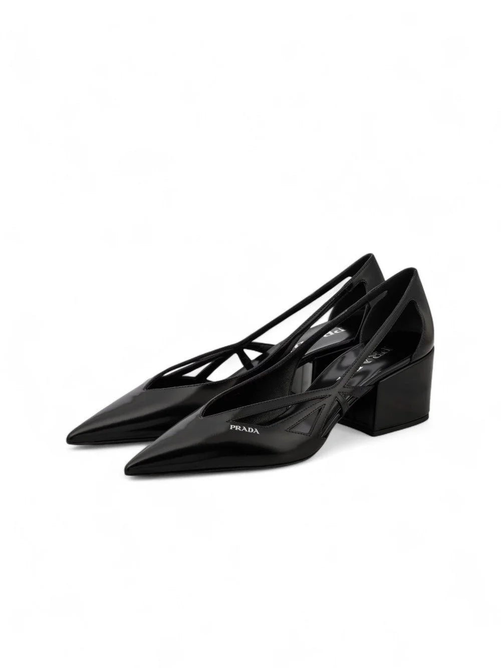 Prada Black Leather Cut-Out Pumps 55 - EU39/US9 - Heels