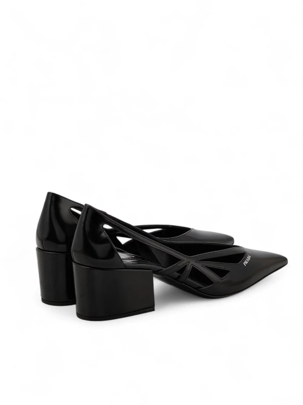 Prada Black Leather Cut-Out Pumps 55 - EU39/US9 - Heels