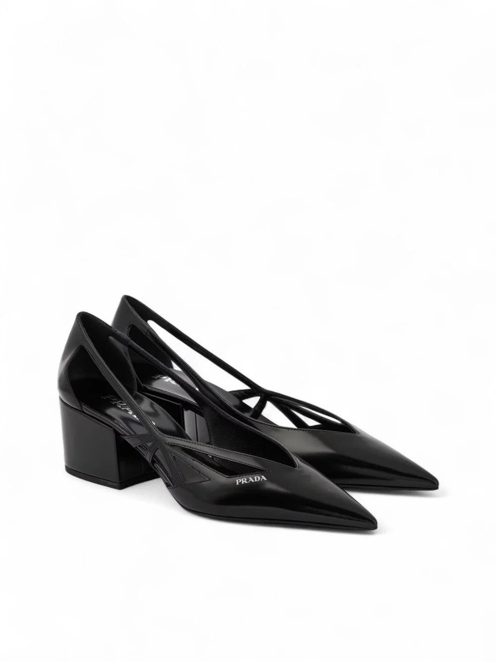 Prada Black Leather Cut-Out Pumps 55 - EU39/US9 - Heels