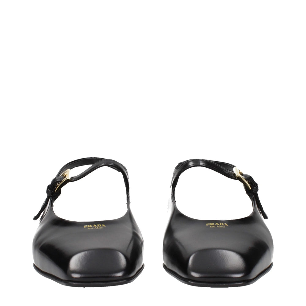 Prada Black Leather Flat Sandals