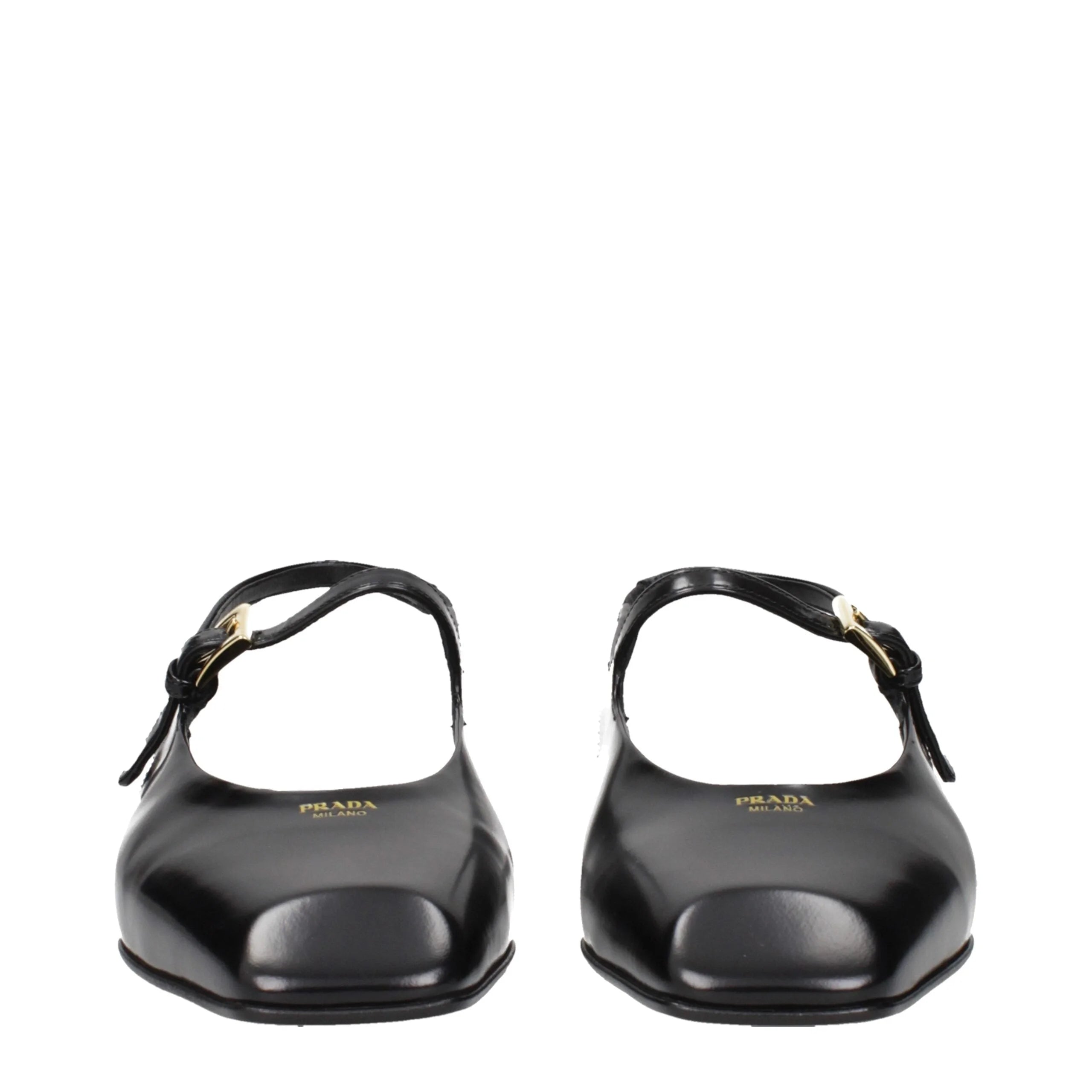 Prada Black Leather Flat Sandals