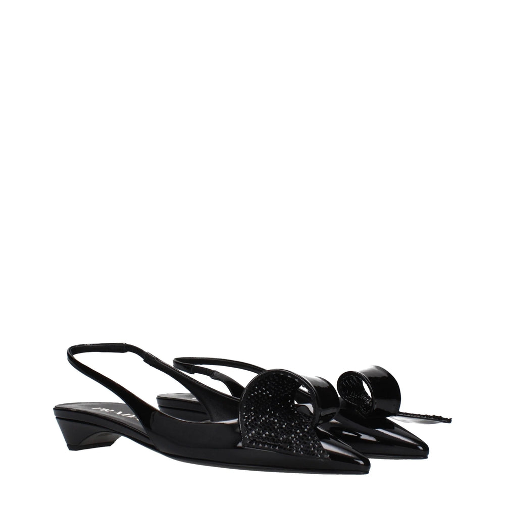 Prada Black Leather Flat Sandals - EU39/US9