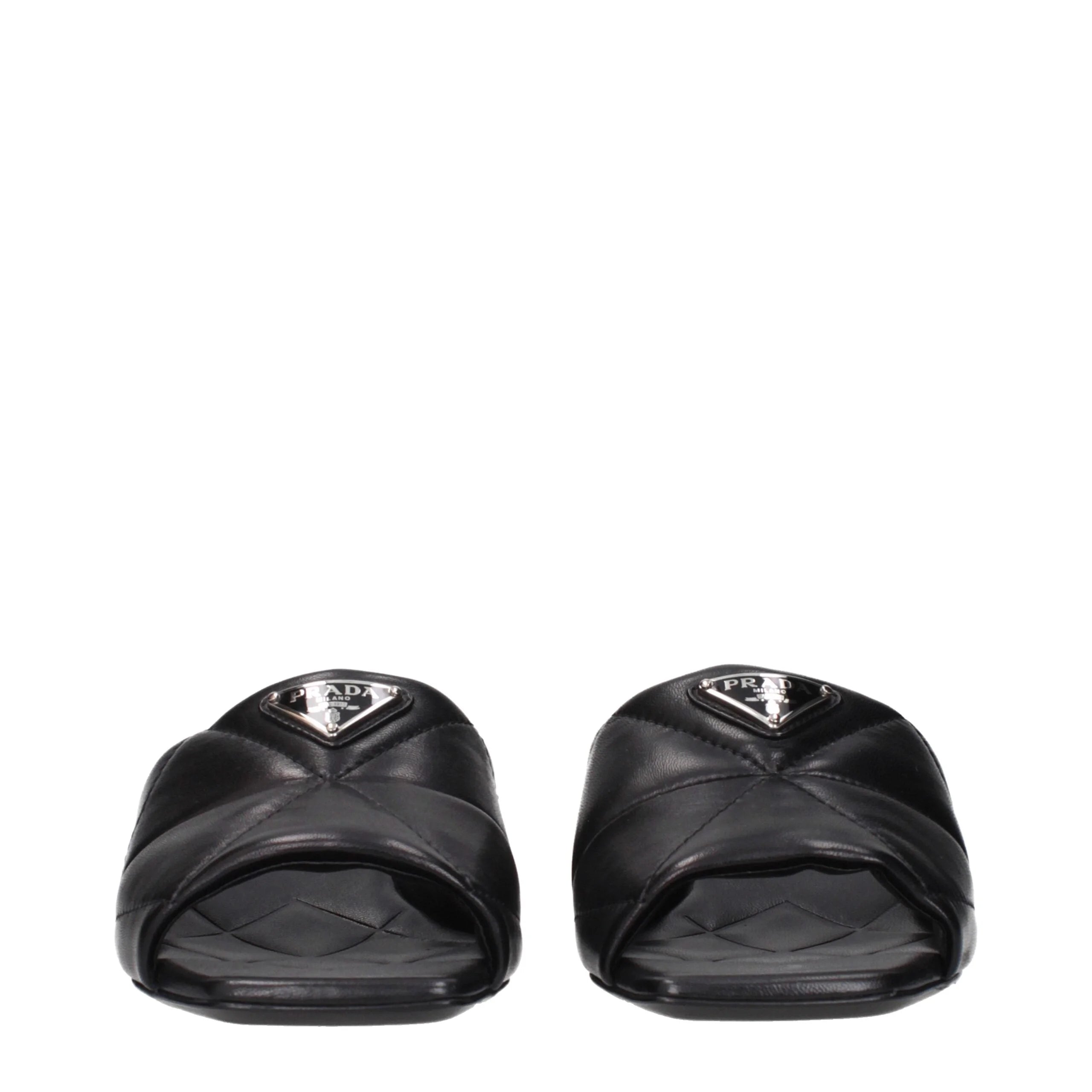 Prada Black Leather Flat Sandals - EU40/US10