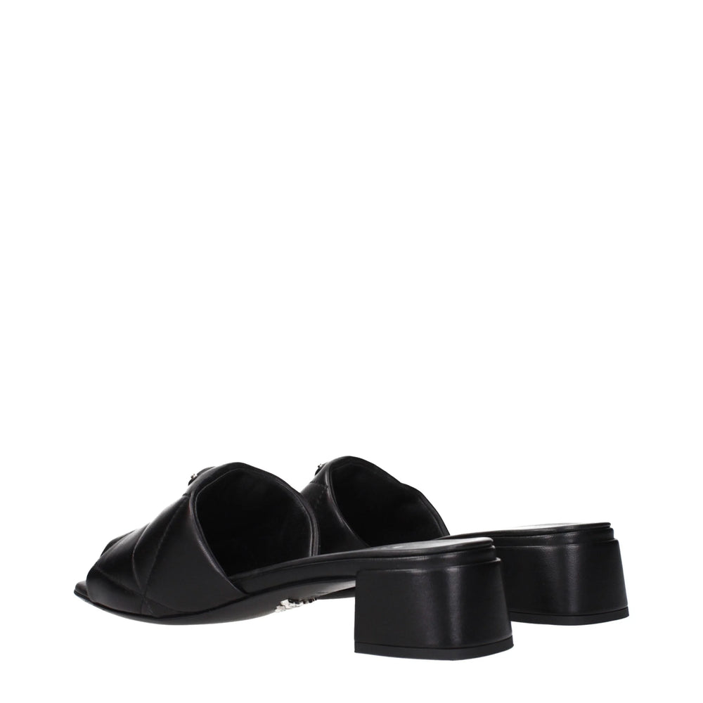 Prada Black Leather Flat Sandals - EU40/US10