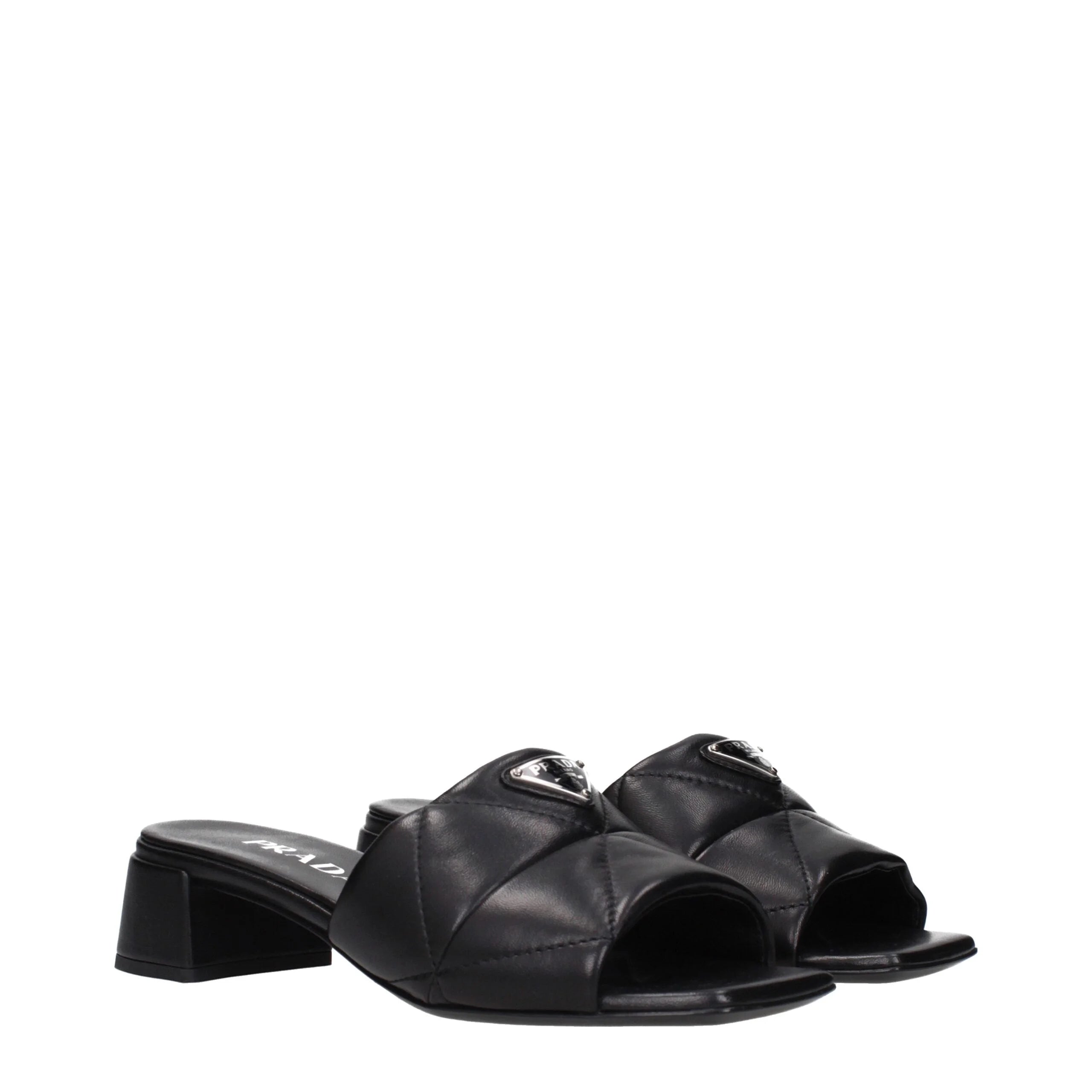 Prada Black Leather Flat Sandals - EU40/US10