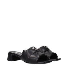 Prada Black Leather Flat Sandals - EU40/US10