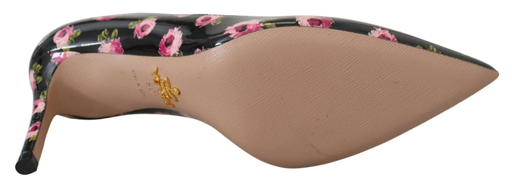 Prada Black Leather Floral Heels Stilettos Pumps - EU39.5/US9