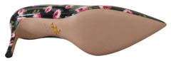 Prada Black Leather Floral Heels Stilettos Pumps - EU39.5/US9