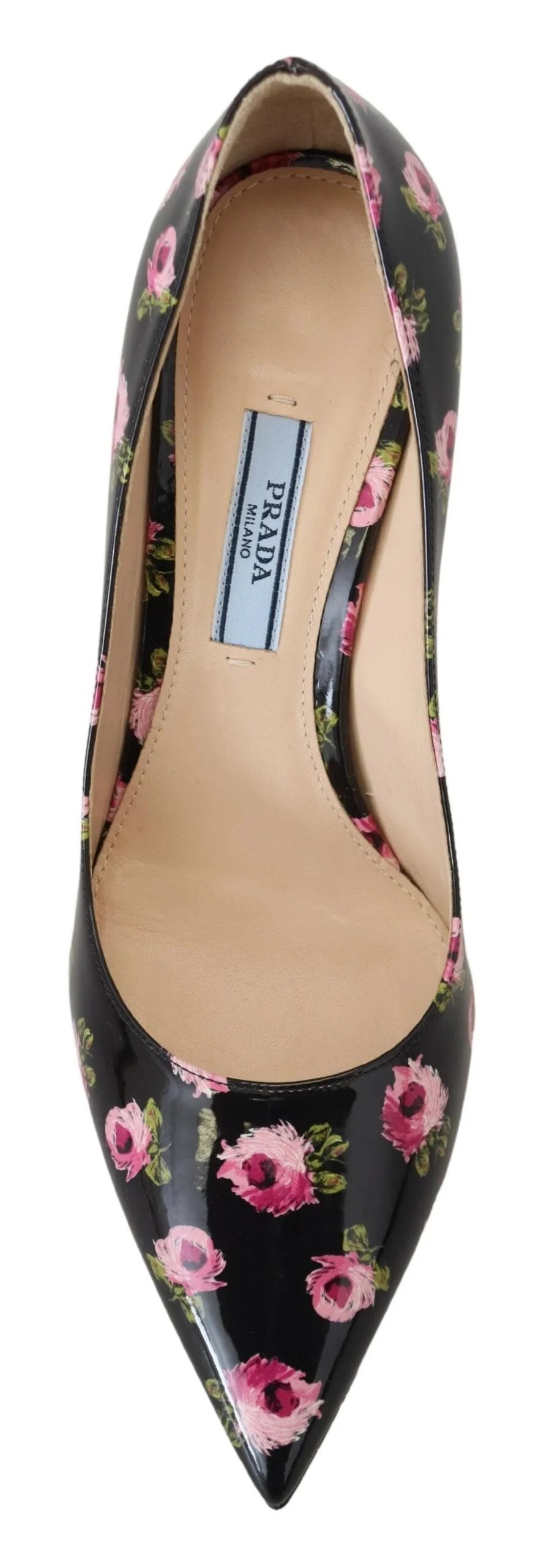 Prada Black Leather Floral Heels Stilettos Pumps - EU39.5/US9 - Heels