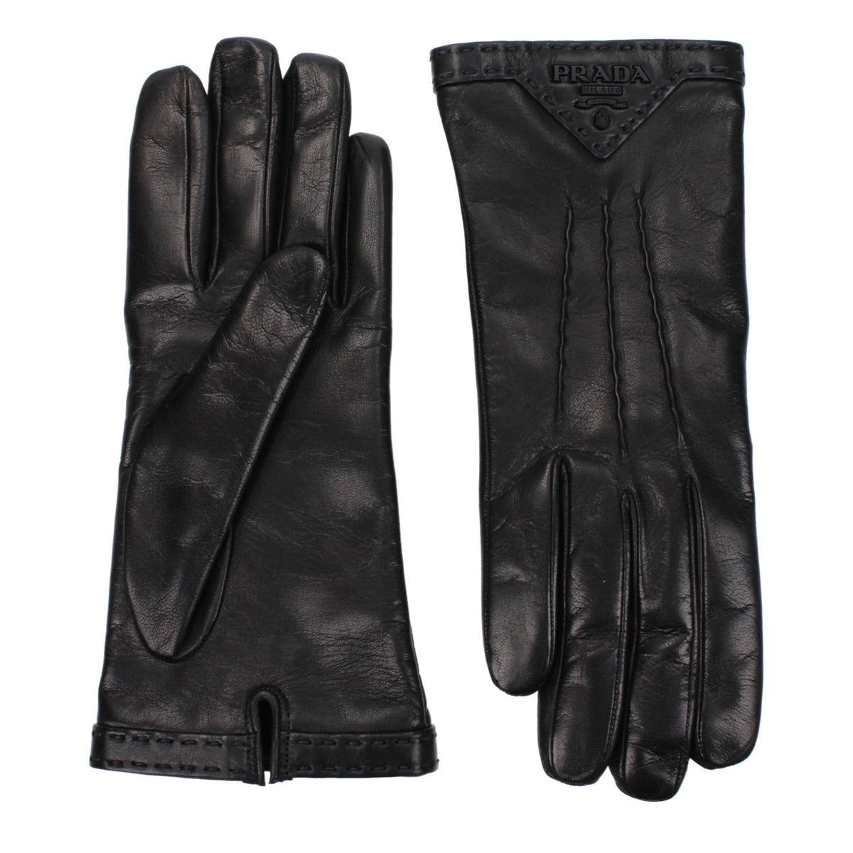 Prada Black Leather Gloves - 7|S