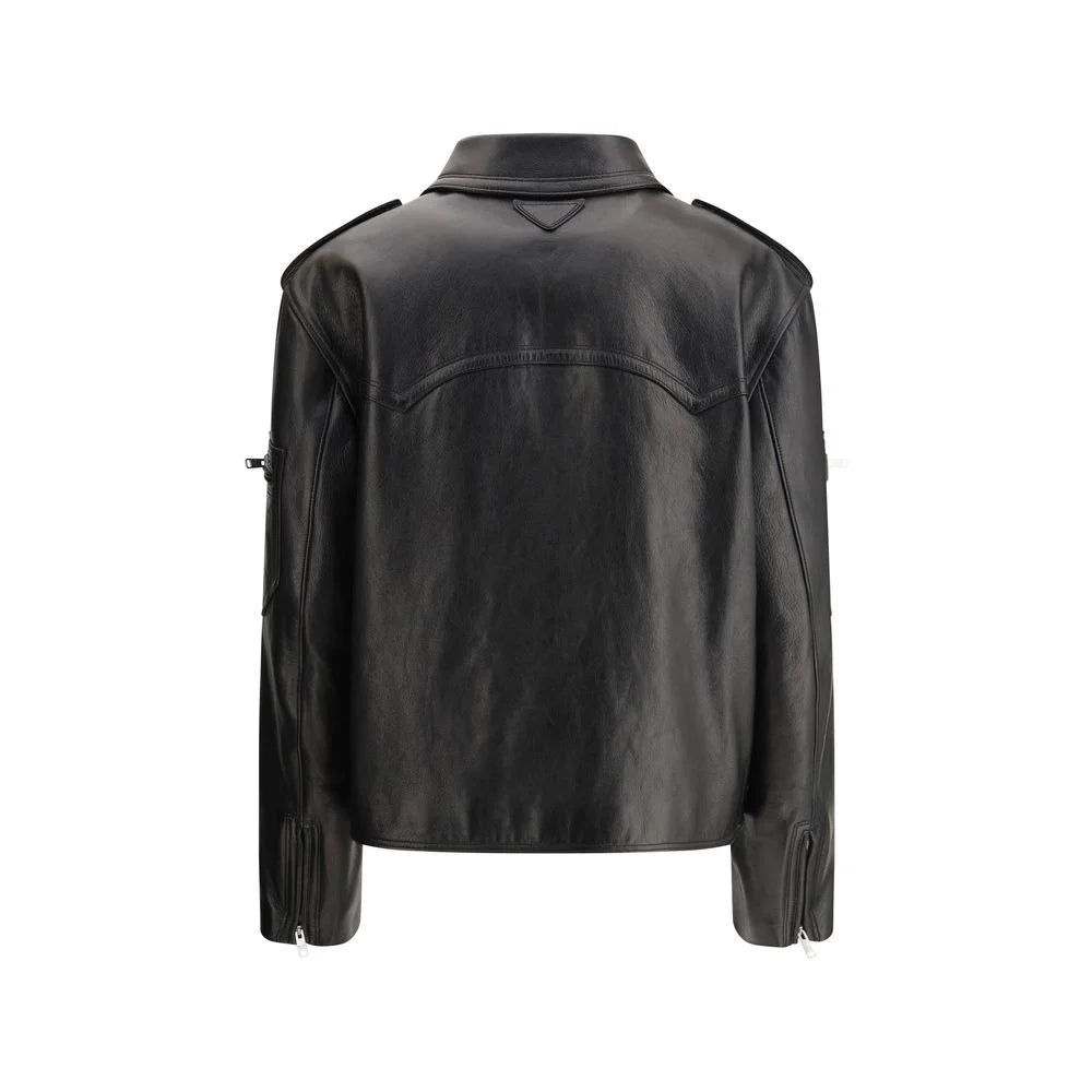Prada Black Leather Jacket - IT40 | M