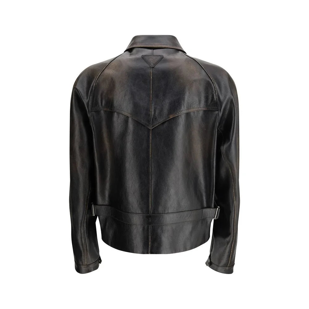 Prada Black Leather Jacket - IT50 | L