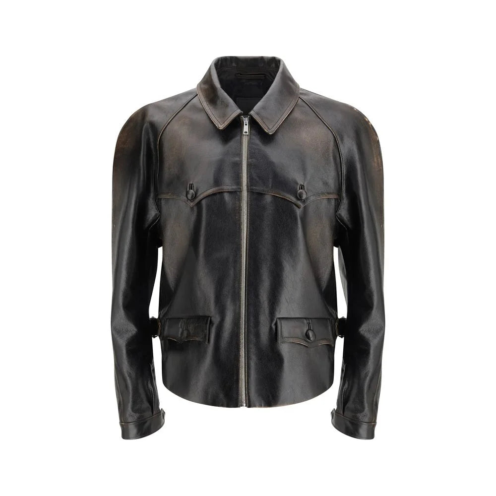 Prada Black Leather Jacket - IT50 | L