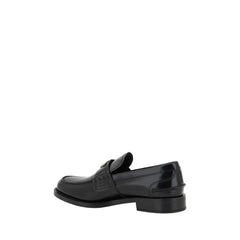 Prada Black Leather Logo Loafers - EU36.5/US6 - Flats