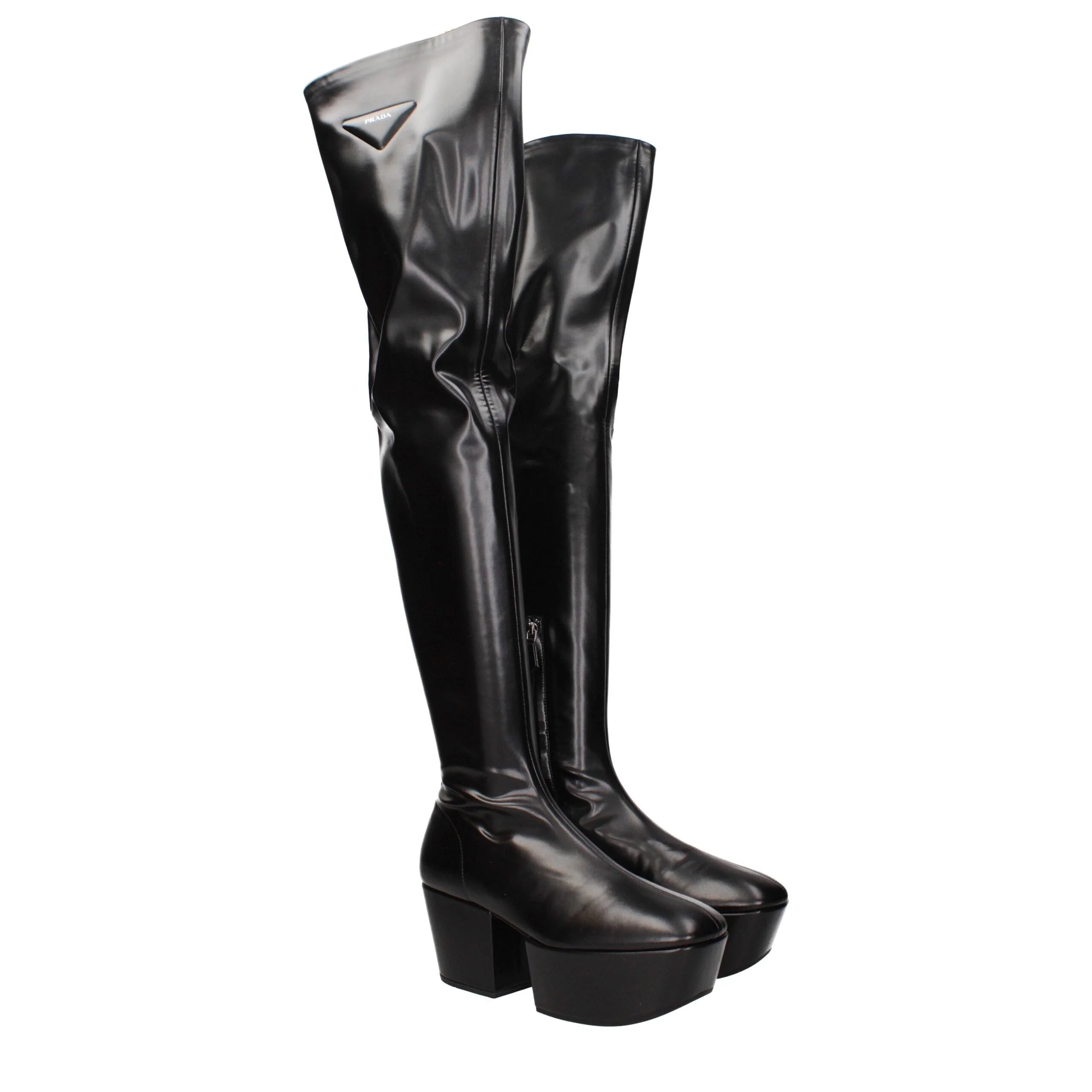 Prada Black Leather Over The Knee - EU39/US9