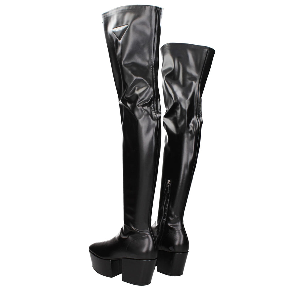Prada Black Leather Over The Knee - EU39/US9