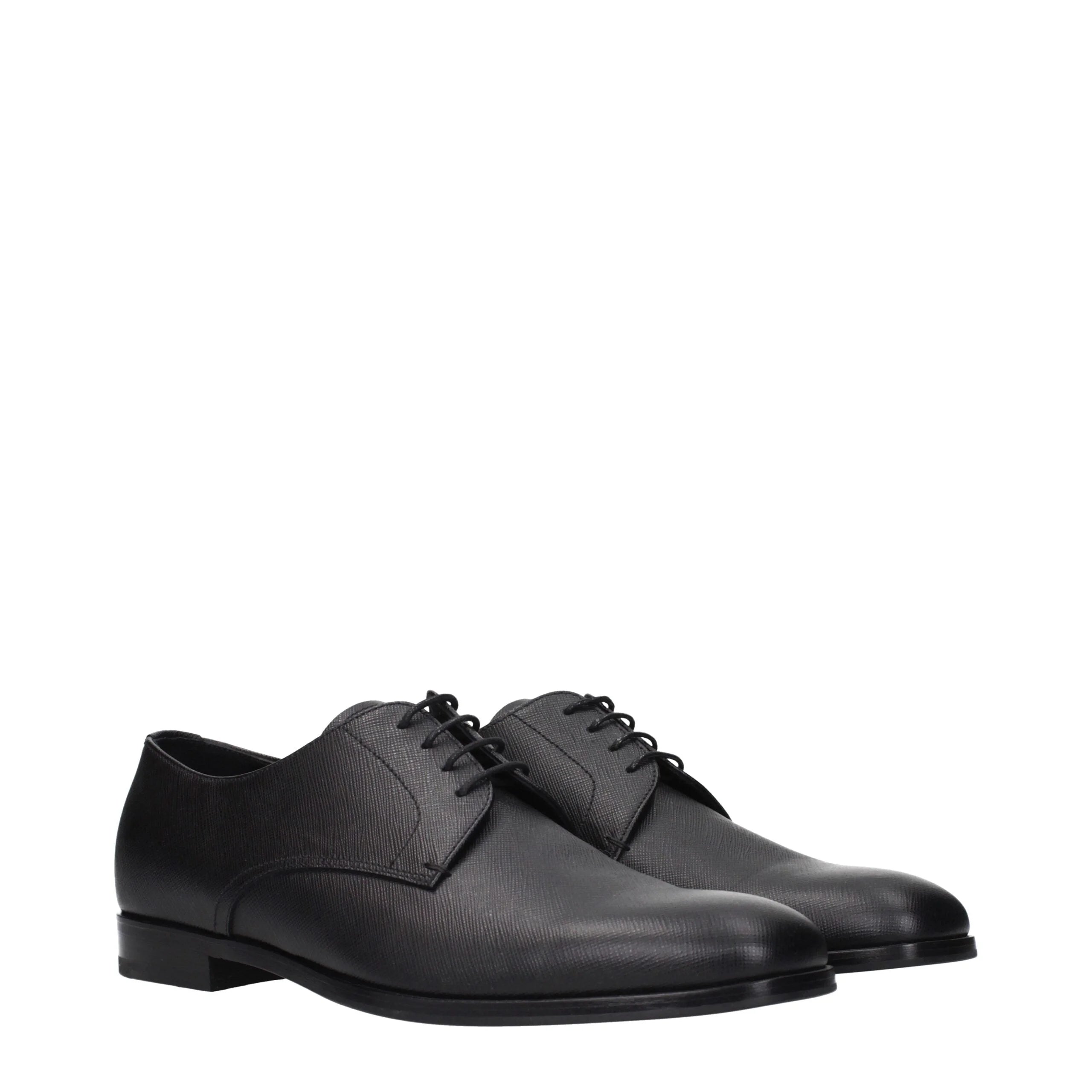 Prada Black Leather Oxfords And Derbies - 7