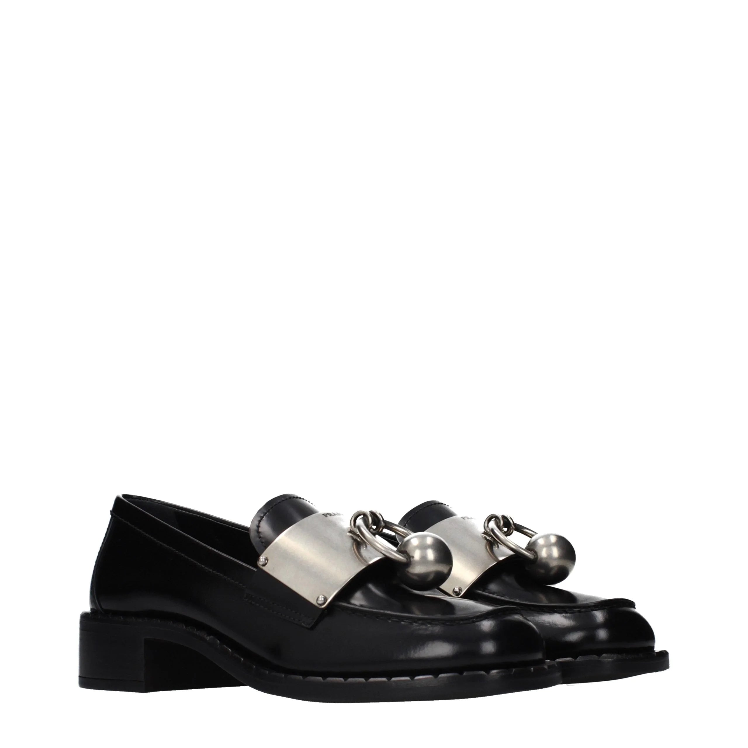 Μόκασινα σαγιονάρα δέρμα μαύρο Prada
