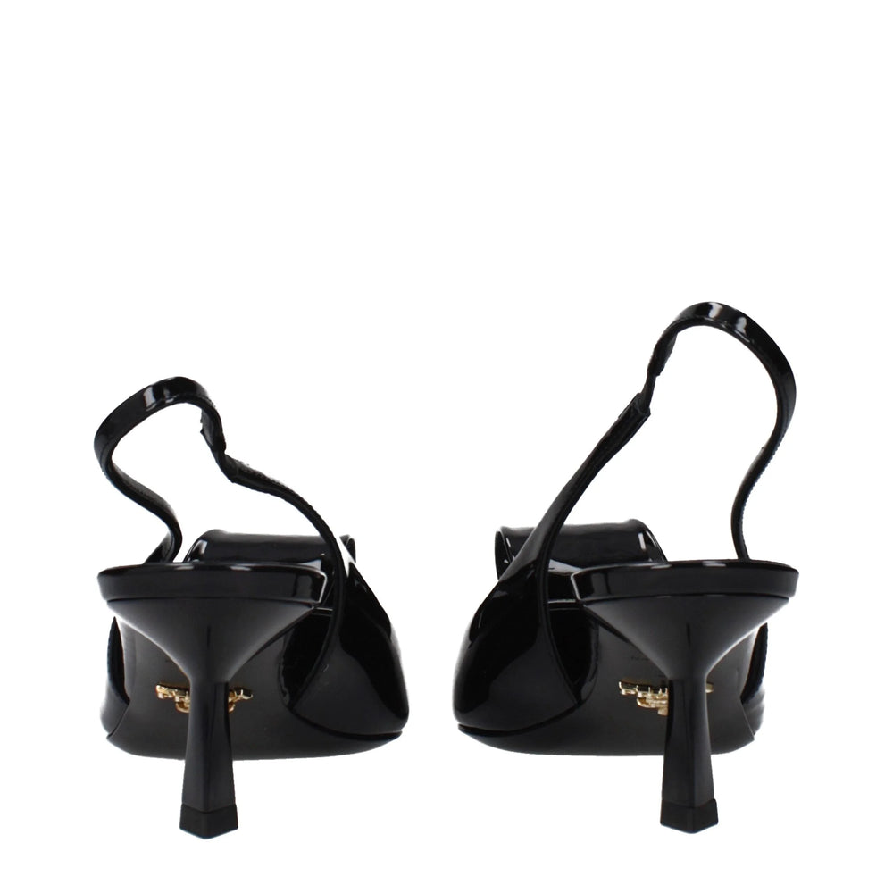 Prada Black Leather Stiletto Heel Sandals - EU37/US7