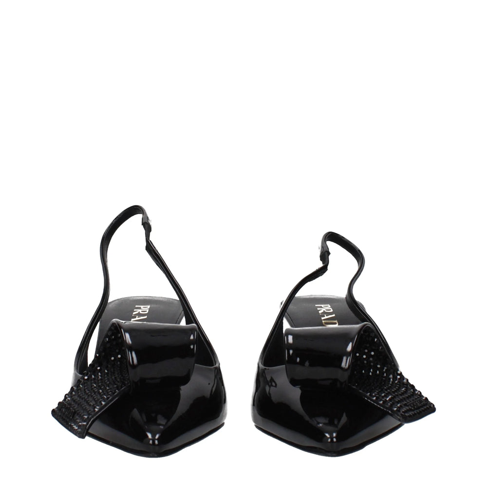 Prada Black Leather Stiletto Heel Sandals - EU37/US7