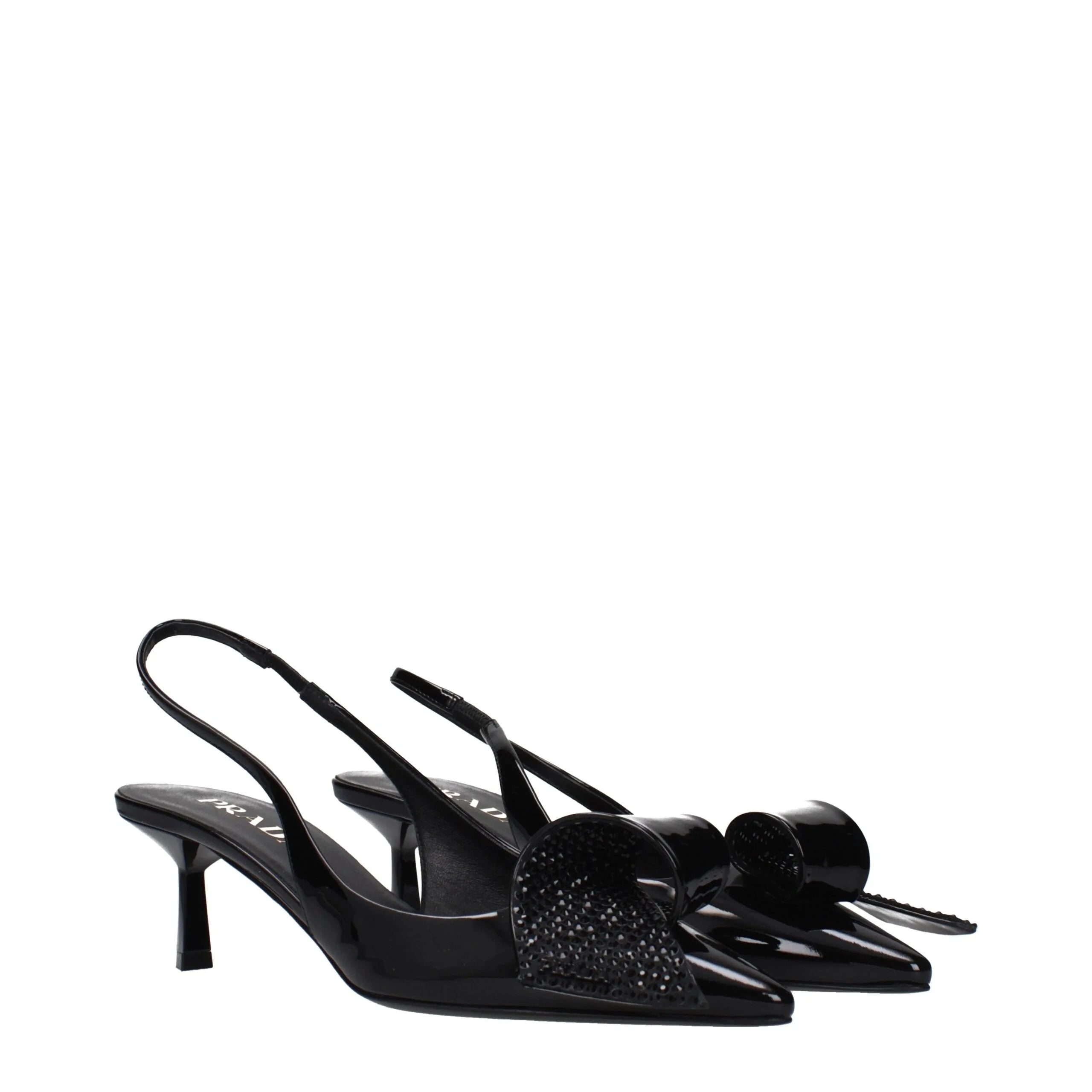 סנדלי עקב סטילטו מעור שחור של Prada - EU37/US7