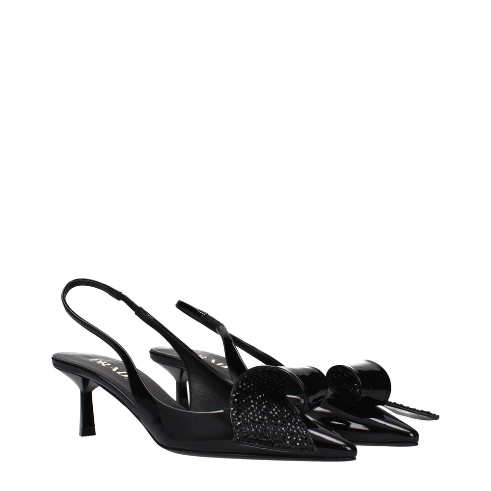 סנדלי עקב סטילטו מעור שחור של Prada - EU37/US7