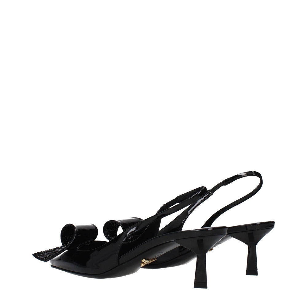 Prada Black Leather Stiletto Heel Sandals - EU37/US7