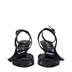 Prada Black Leather Stiletto Heels Sandals - Sandals