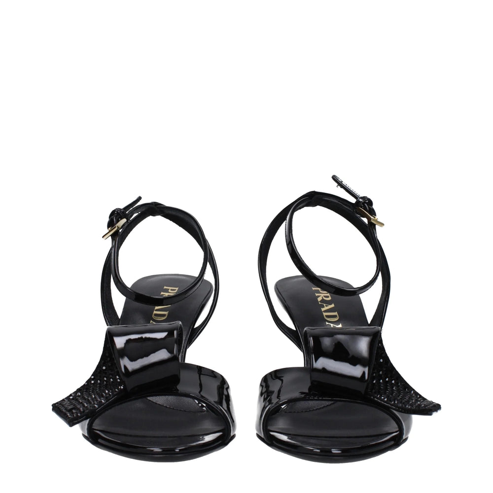 Prada Black Leather Stiletto Heels Sandals - EU38.5/US8.5