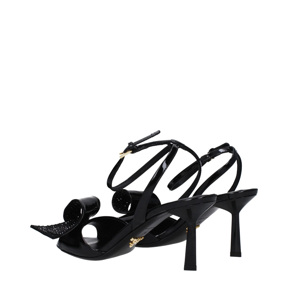 Prada Black Leather Stiletto Heels Sandals - EU38.5/US8.5