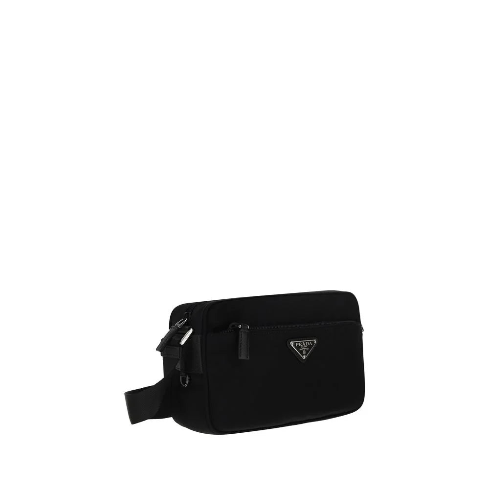 Sac à épaule en nylon noir Prada