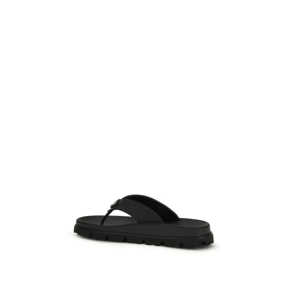 Prada Black Rubber Flip-Flop Sandals - EU40/US10