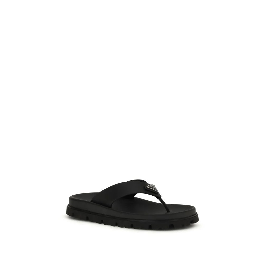 Prada Black Rubber Flip-Flop Sandals - EU40/US10