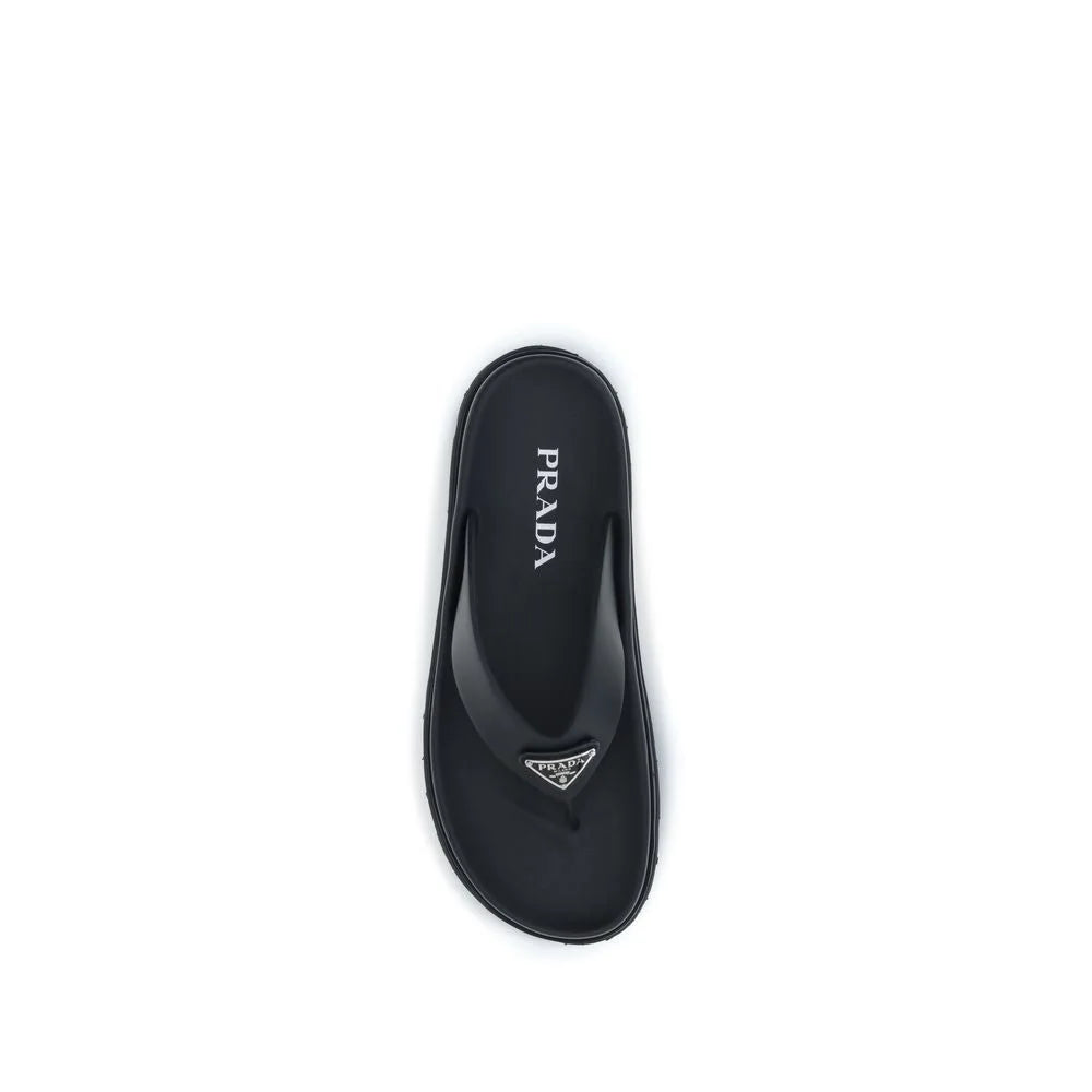 Prada Black Rubber Flip-Flop Sandals - EU40/US10